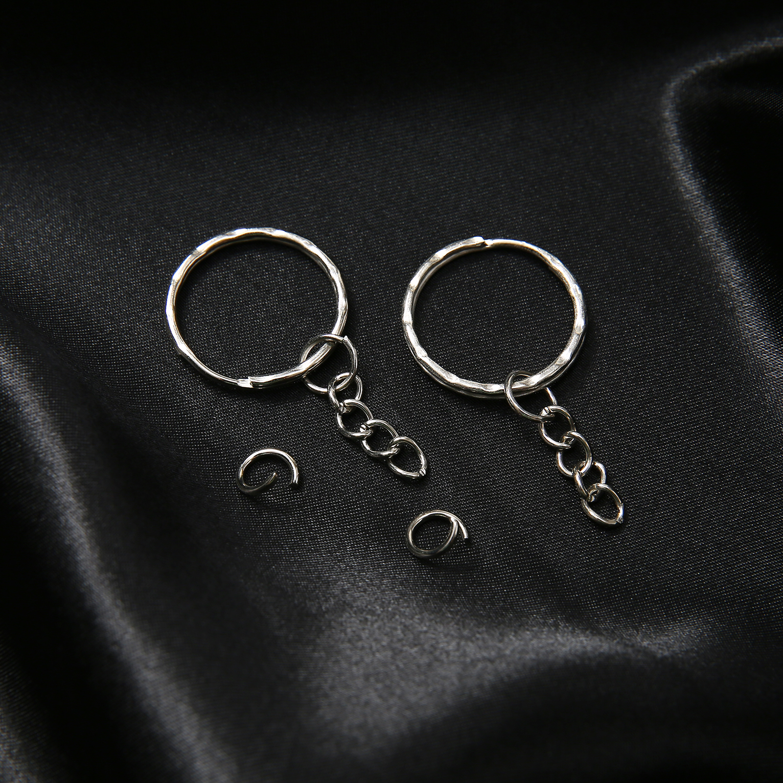 10/50/100/200 pcs Silver Metal Split Key Ring with Chain Jump Rings for DIY Findings Making Keychain Accessories