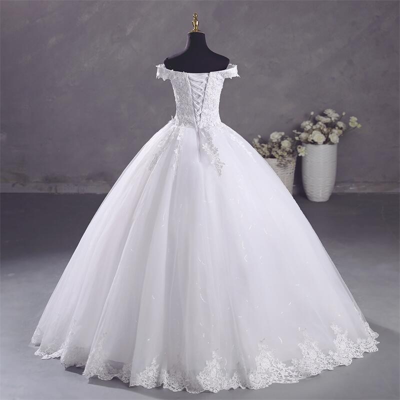 Ashley Gloria abiti da sposa bianchi puri elegante abito da ballo con scollo a barca semplice Vestido De Noiva Plus Size Robe De Mariee