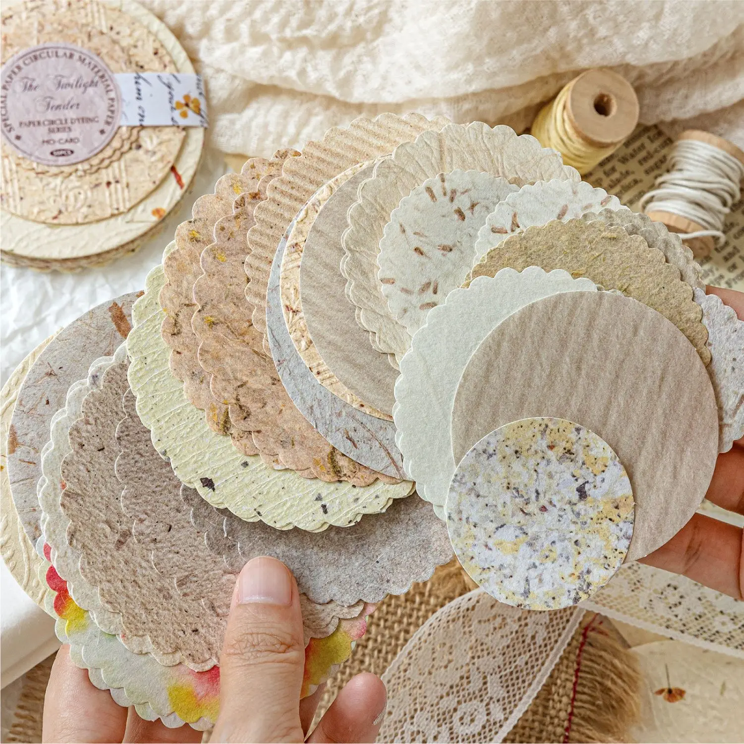 150pcs paper between round piece series letterpress round material paper handbook collage DIY photo frame phone case notebook