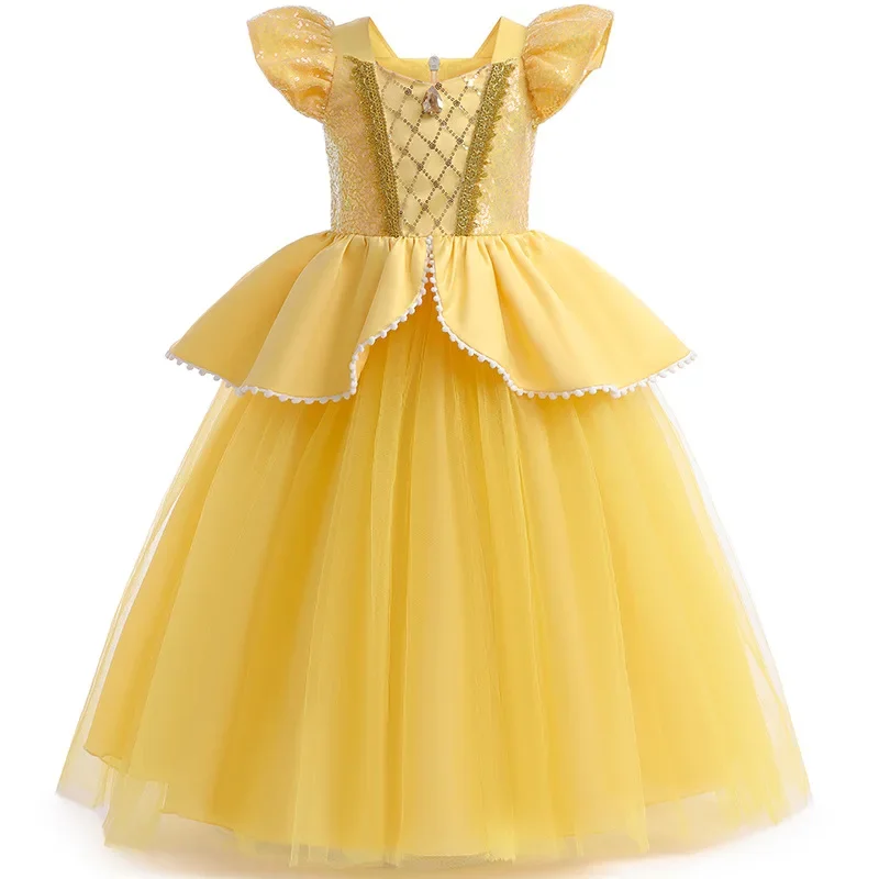 Assepoester Belle Kostuum voor Meisjes Halloween Vermomming Cosplay Rapunzel Prinses Jurk Baby Kerst Verjaardagsfeestje Kinderkleding