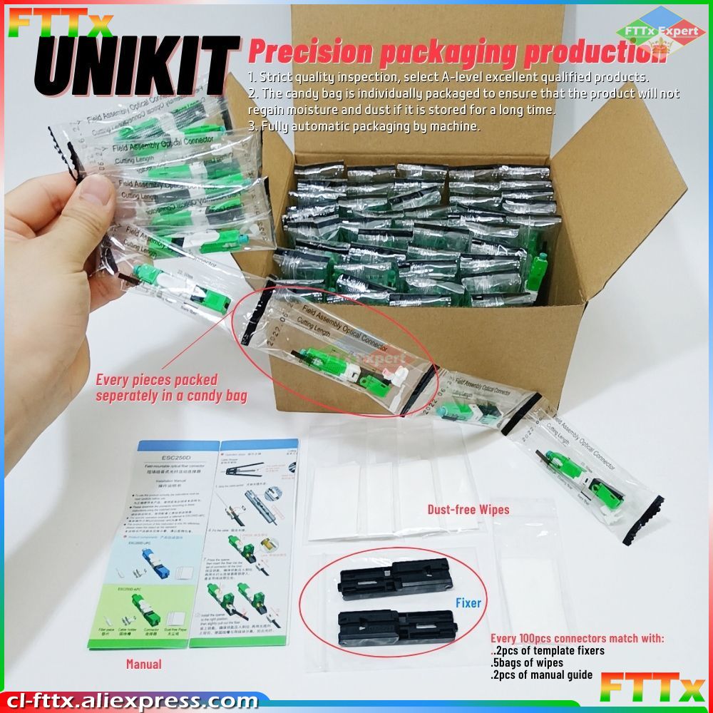 FTTH UNIKIT ESC250D SC/APC SC UPC światłowodowe szybkie złącze FTTH SC/UPC jednomodowe szybkie złącze optyczne oryginalne