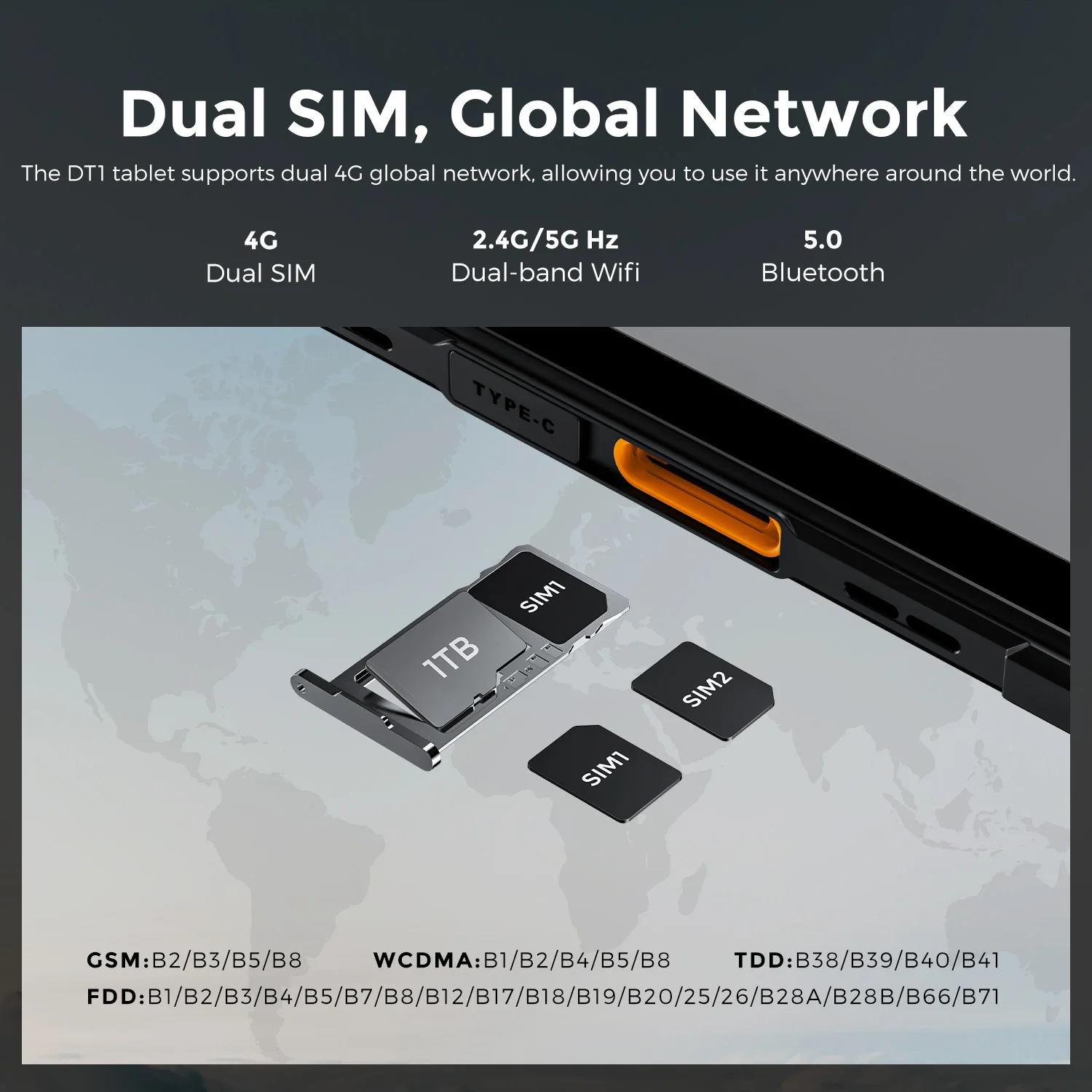 FOSSiBOT DT1 tableta Android 13 pantalla FHD + 2K de 10,4 pulgadas 8GB 256GB 11000mAh 18W carga rápida 48MP cámara tableta robusta