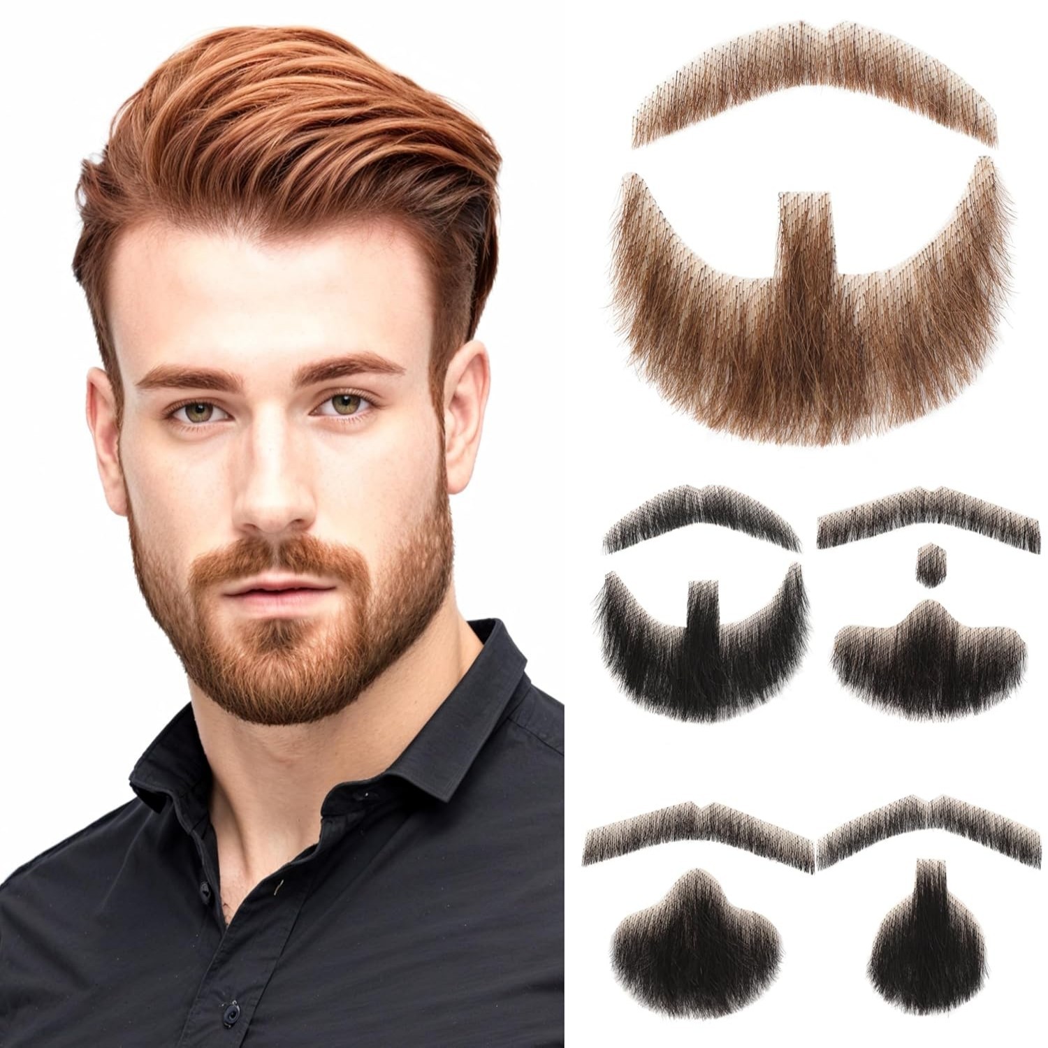 Накладная борода с возможностью обрезки и без зуда, искусственные усы, реалистичные искусственные волосы на лице для мужчин, театральные/праздничные/приемки/вечеринки/фильмы