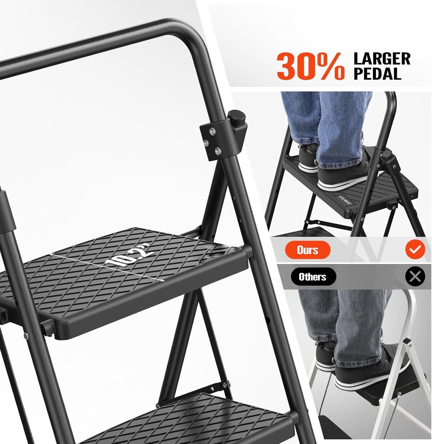 2 Step Stool Herringbone Ladders With armrests Storage Shelf Rack Ladders Folding Ladder for Outdoor Working Household