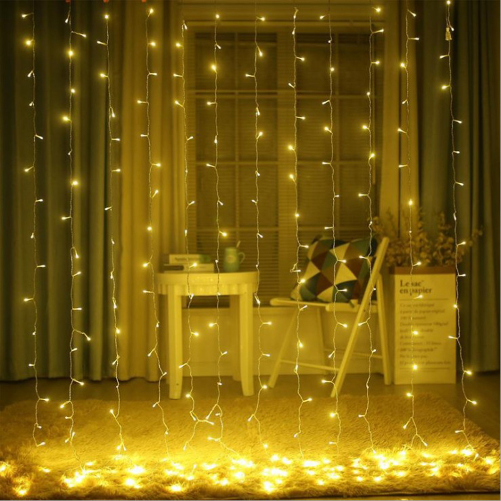 3Mx3M Icicle String Lights LED Curtain Fairy Lights Christmas Garland For New Year Wedding Party Home Terrace Decoration