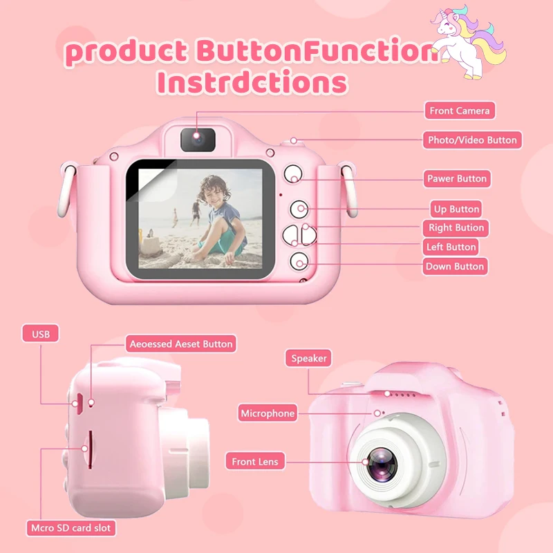Mini เด็กการ์ตูนกล้องของเล่นน่ารัก Zoon ของเล่นกล้อง Parent-child Interaction กล้อง Selfie แบบพกพากลางแจ้งกล้องของเล่น