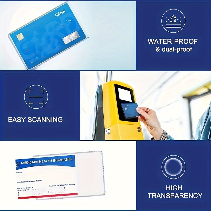 Funda protectora transparente para tarjetas y tarjetas de crédito, tarjetas de visita, plástico PVC suave e impermeable, 10 Uds.