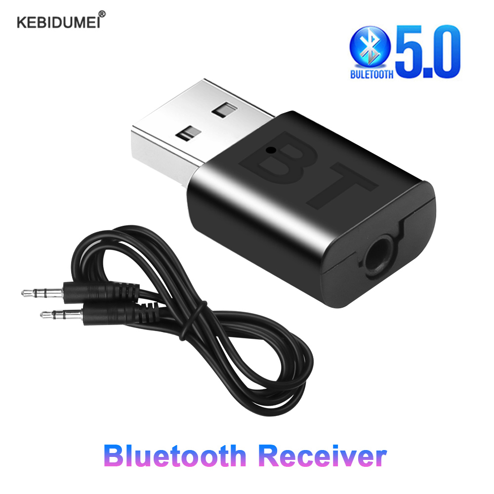 USB Bluetooth 5.0 Empfänger Drahtloser Bluetooth-Adapter 3,5 mm AUX-Buchse für PC Auto Musik AUX Stereo-Audio-Adapter für TV-Kopfhörer