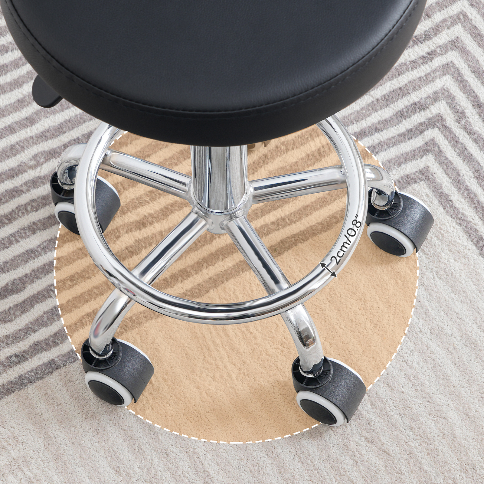HOOBRO Height Adjustable Rolling Stool 360° Rotating Drafting Chair Multi-Purpose Office Desk Chair for Barber Shop