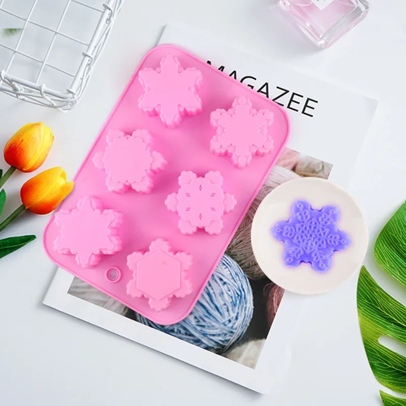 3D Christmas Snowflake ซิลิโคนเทียนแม่พิมพ์ DIY Handmade สบู่ช็อกโกแลตเค้กตกแต่งเบเกอรี่แม่พิมพ์ Christmas Party ของขวัญ