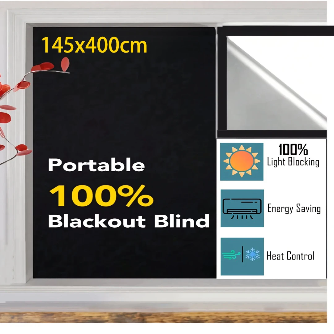 100 cubierta opaca para ventana bloque de luz más oscuro película de privacidad negra casa tinte tela de vidrio cortina dormitorio sombrilla UV sol