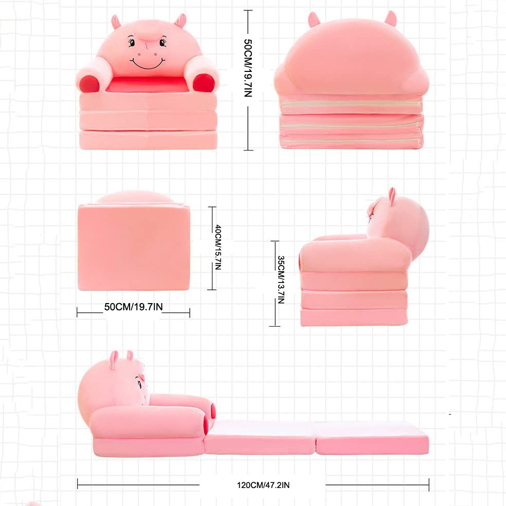 50X115CM Three Layers Plush Foldable Children's Sofa Backrest Chair 2In1 Children Sofa Cute Cartoon Lazy Sofa Folding Sofa Bed ﻿