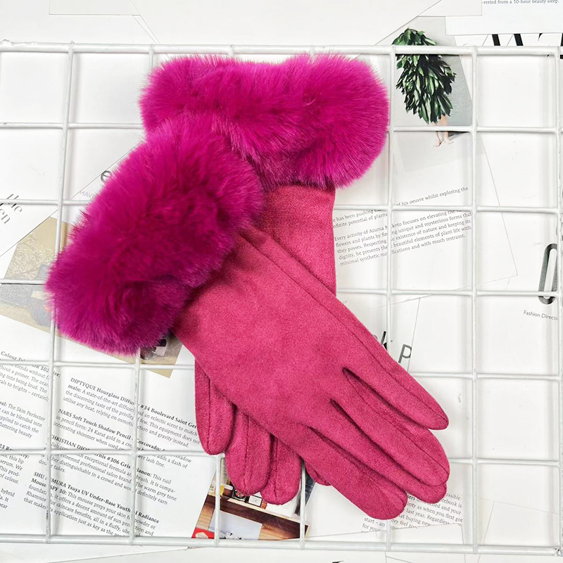Winter Women Keep Warm Plus Velvet Touch Screen Thicken Plush Wrist Suede Gloves Solid Simple Elegant Soft Drive Cycling