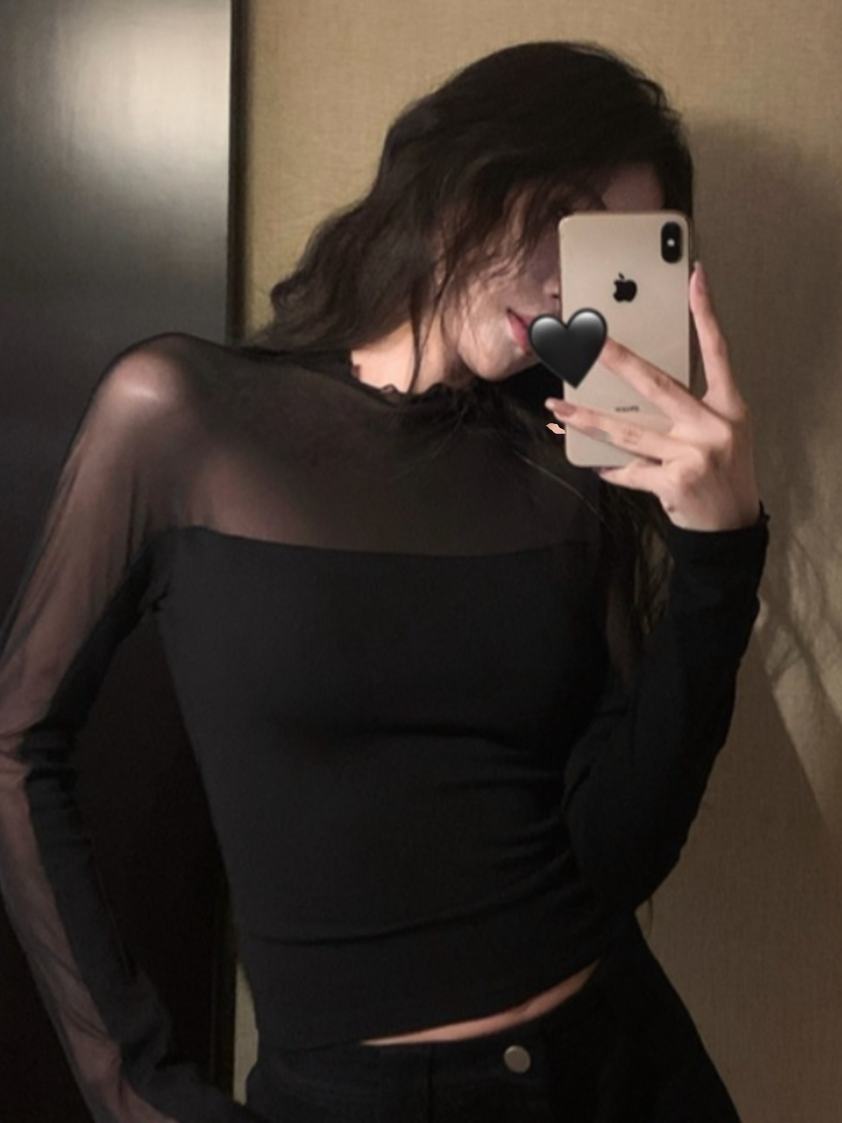 セクシーなスパイシーガールスタイルハーフハイカラー Tシャツ女性のインナーウェアベースレイヤーメッシュスプライス痩身植毛ショートトップ