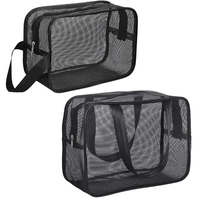 Bolsa de malla para ducha, bolsa de almacenamiento de cosméticos, bolsa de ducha multifuncional, organizador de artículos de tocador portátil de gran capacidad