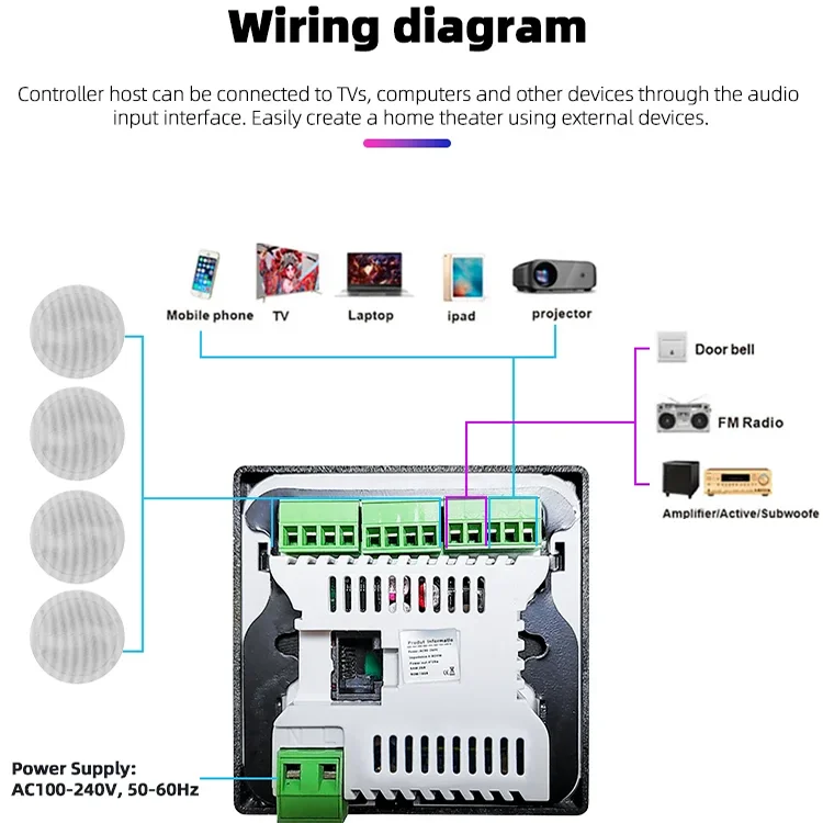 Customized Smart Home Background Music Host 8 Ohms Ceiling BT Mount Speaker system