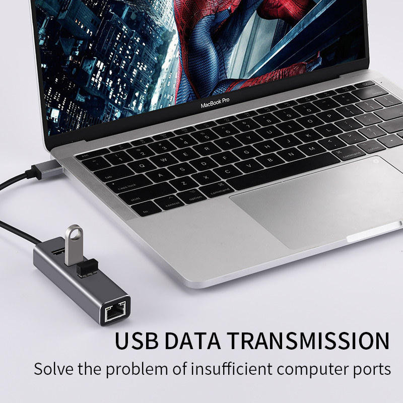USB C HUB 1000Mbps 3 puertos USB 3,0 tipo C HUB USB a Rj45 Gigabit Ethernet adaptador RTL8153 para MacBook ordenador portátil