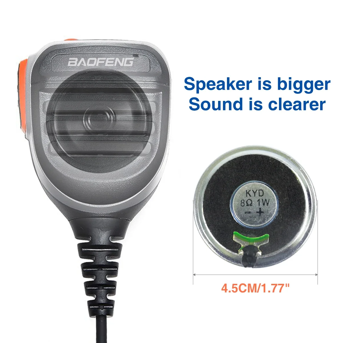 Baofeng walkie talkie 2 pinos ptt alto-falante microfone atacado para quansheng UV-K5 k6 baofeng UV-5R BF-888S UV-5RH 21 17 pro rádio presunto
