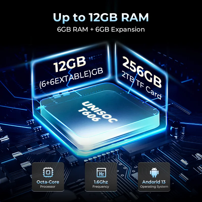 HOTWAV R7 Robustes Tablet 10,1'' HD+ Display Android 13 15600mAh Akku Pad 12GB 256GB 16MP Kamera Handschuh Modus Tablet PC