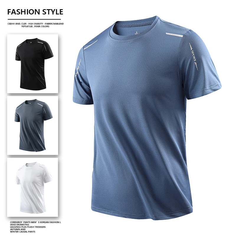 CHRLCK Men's Running Quick Drying เสื้อยืด Breathable เดินป่าตกปลา Tees ความยืดหยุ่นนุ่มกีฬากลางแจ้งสั้นเสื้อฤดูร้อน