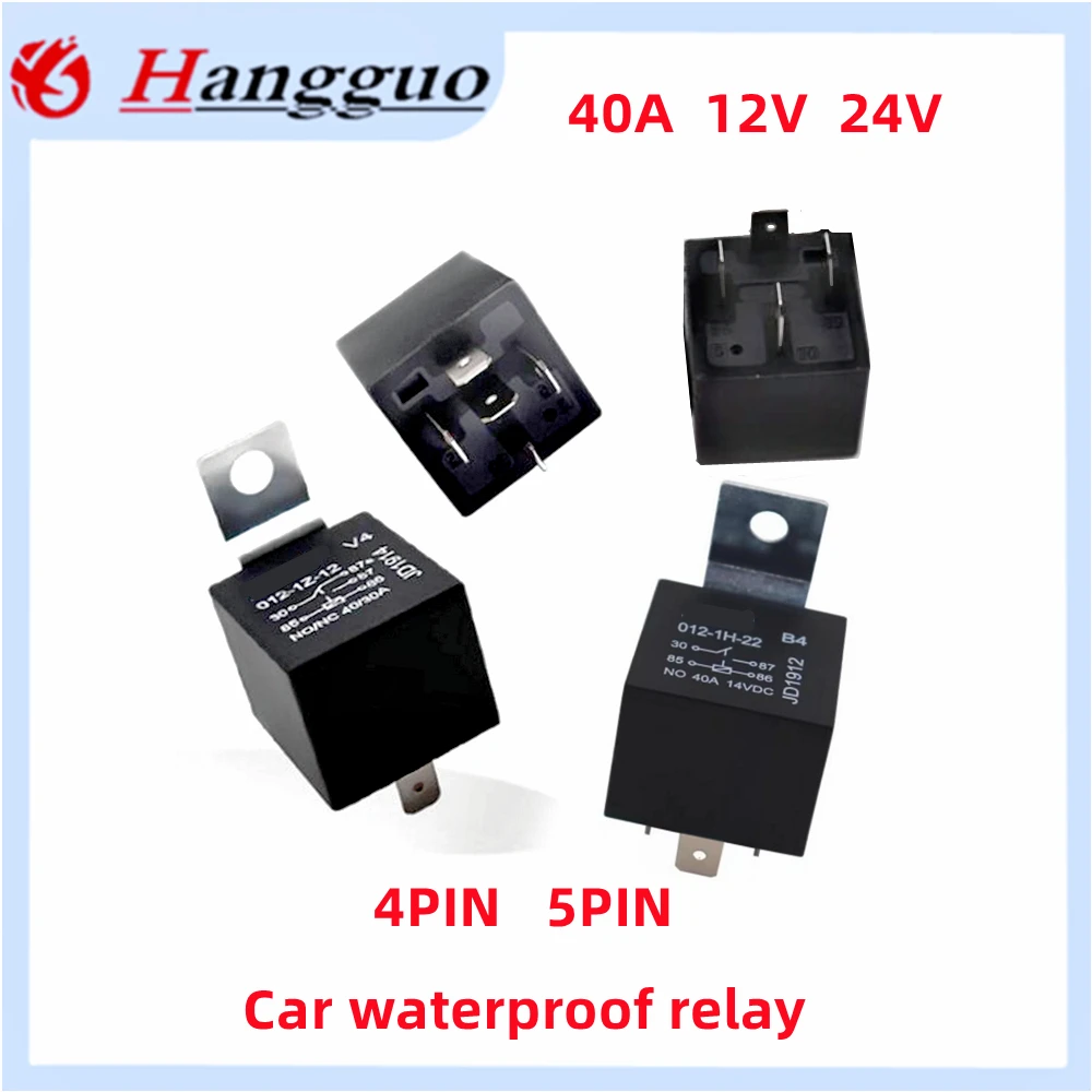 Relé automotriz 40A, 12V, 24V, 4 pines, 5 pines, con enchufe de relé JD 1912, 1914, 2912, 2914, modificación y mantenimiento Universal