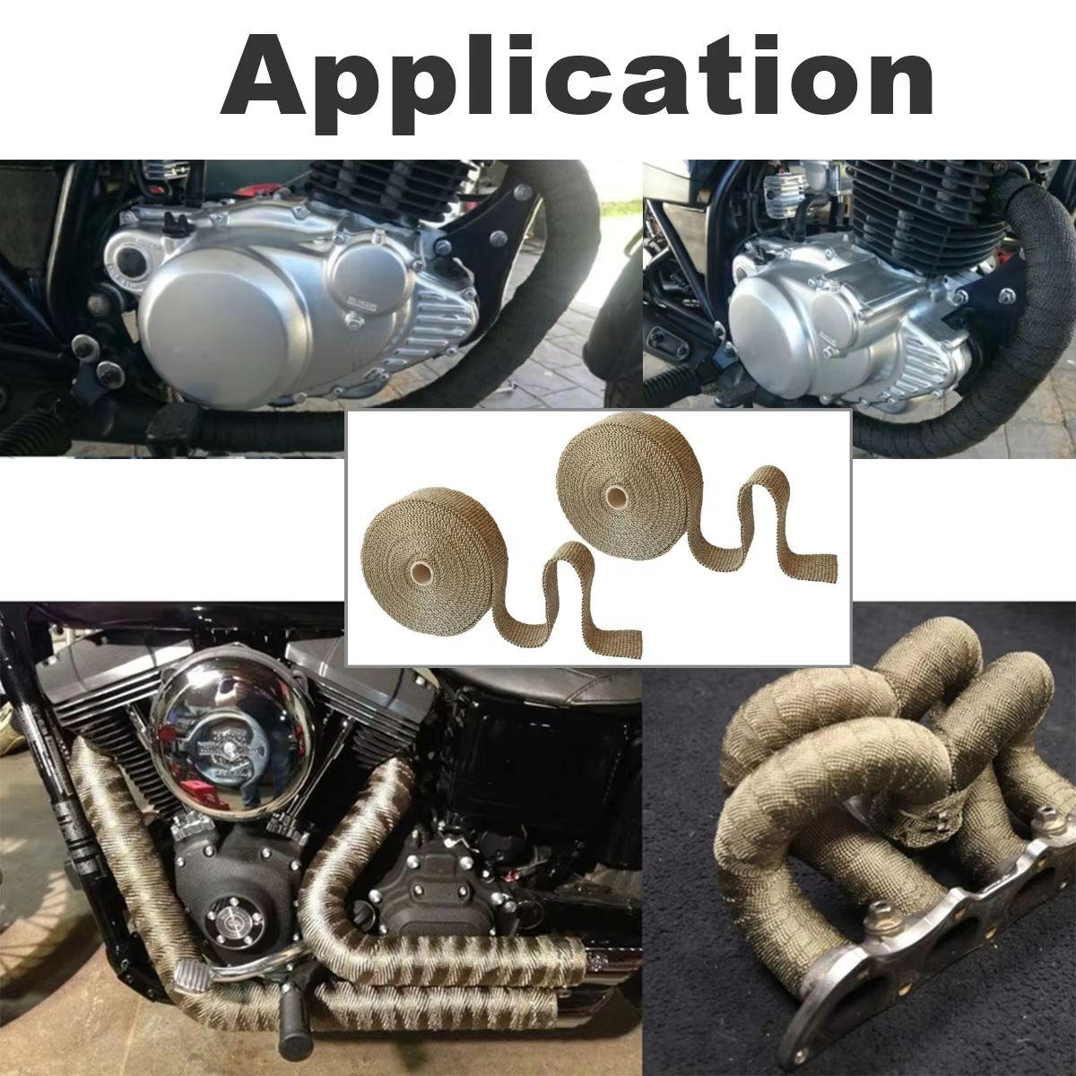 5 CM * 10 M Uitlaatpijp Isolatie Thermische Warmte Wrap Roll Isolatie Katoen Banaan Doek Motorfiets Glasvezel Hitteschild tape