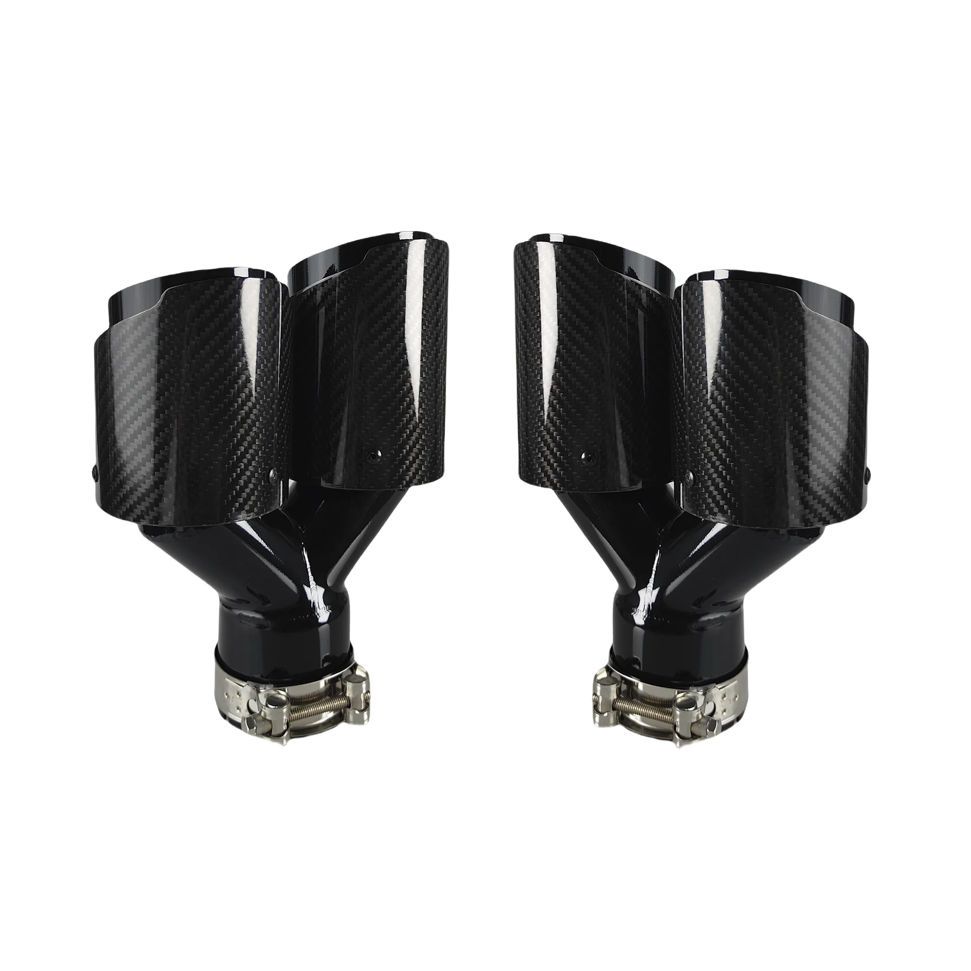 Auto Carbon Faser Glänzend Schalldämpfer Spitze Y Form Doppel Ausgang Auspuffrohr Schalldämpfer Düse Dekoration Universal Edelstahl Schwarz