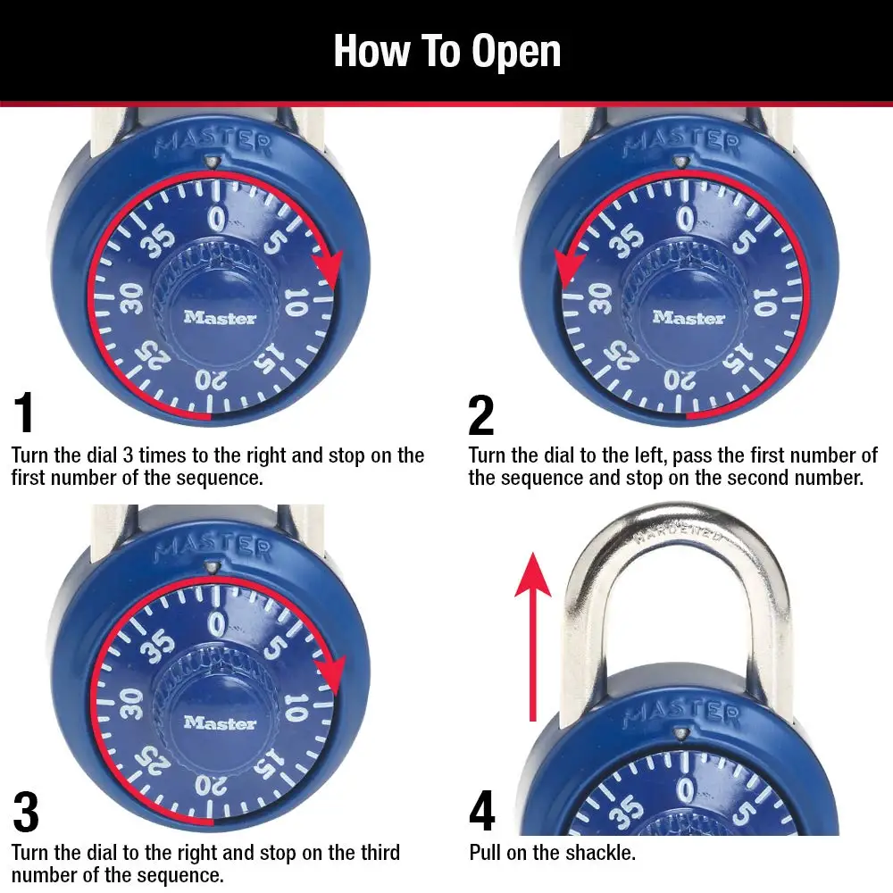 Master Lock 1530DCM Combination Locker Rotate Password Lock Combination Padlock Rotation Lock for Gym and School Lockers Color
