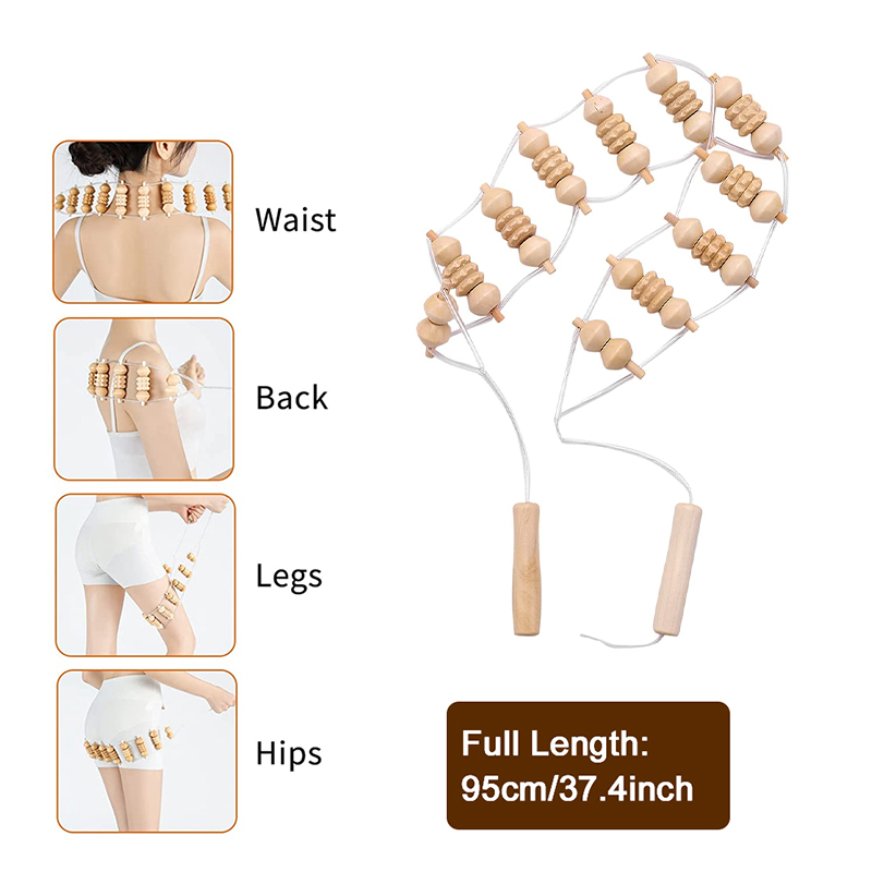 1pcs ไม้นวดบําบัดเครื่องมือกลับนวดลูกกลิ้งเชือกสําหรับ Body Shaping บรรเทาอาการปวดไม้ Treatment