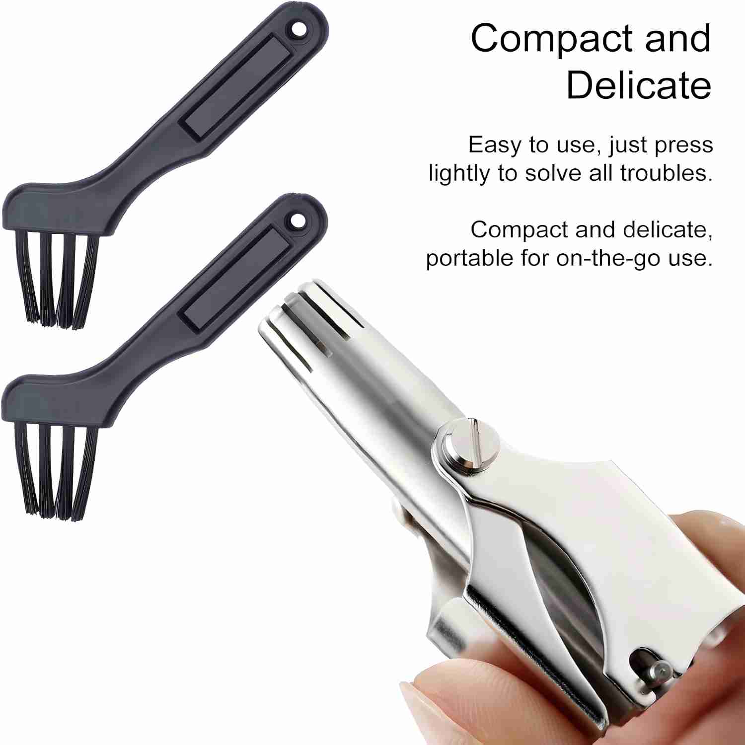 남성용 Brangdy 코 헤어 트리머 스테인레스 스틸 수동 기계식 면도기 브러시가있는 빨 수있는 제모 도구