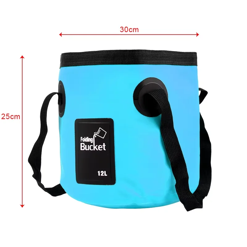 ถังใส่น้ำกันน้ำแบบพกพา20ลิตรสำหรับตกปลาถุงใส่ของที่เก็บน้ำ12L สำหรับเดินป่าตั้งแคมป์ตกปลา