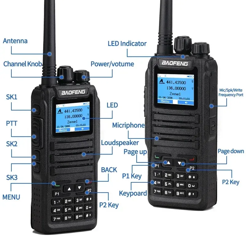 Baofeng Dm 1701 Walkie Talkie Digital de largo alcance modo Dual DMR analógico abierto Gd77 ranura de tiempo Dual nivel 1 + 2 Radio Dmr 1801UV