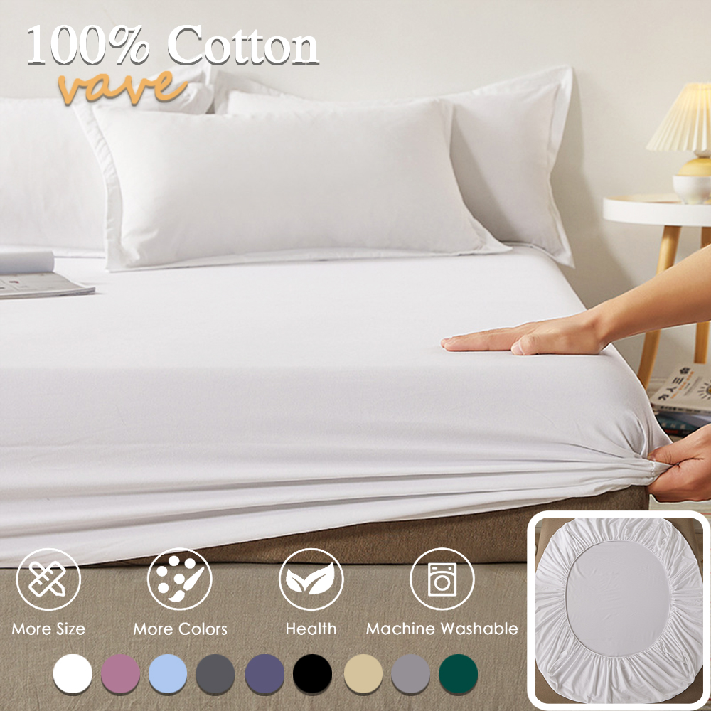 Sábana bajera 100% algodón con bandas elásticas, fundas de colchón ajustables antideslizantes para cama individual, doble, King y Queen, 140/160/200cm