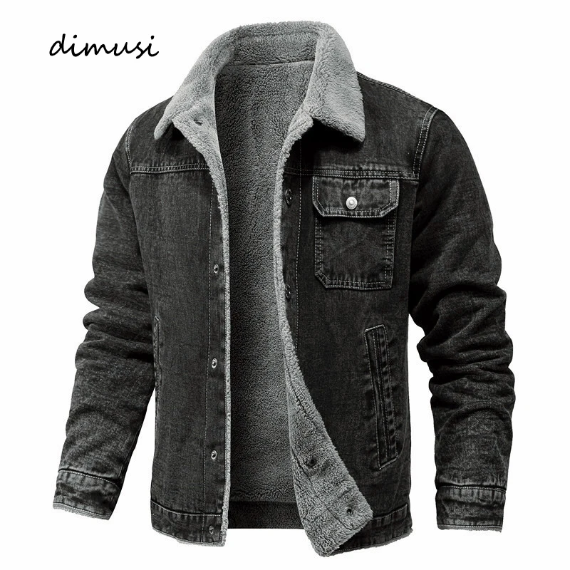 DIMUSI, chaqueta de invierno para hombre, moda para hombre, solapa, forro polar Sherpa, mezclilla gruesa, chaqueta vaquera para camionero, pantalones vaqueros para hombre, abrigos, ropa 5XL