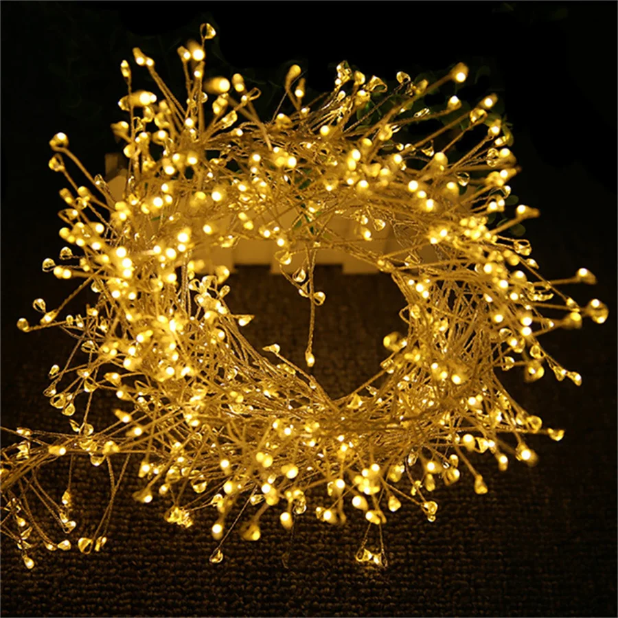 3/6/12M LED Christmas Garland Starry Cluster Light With Remote USB Power Firecracker Fairy Light Copper Wire Party String Light