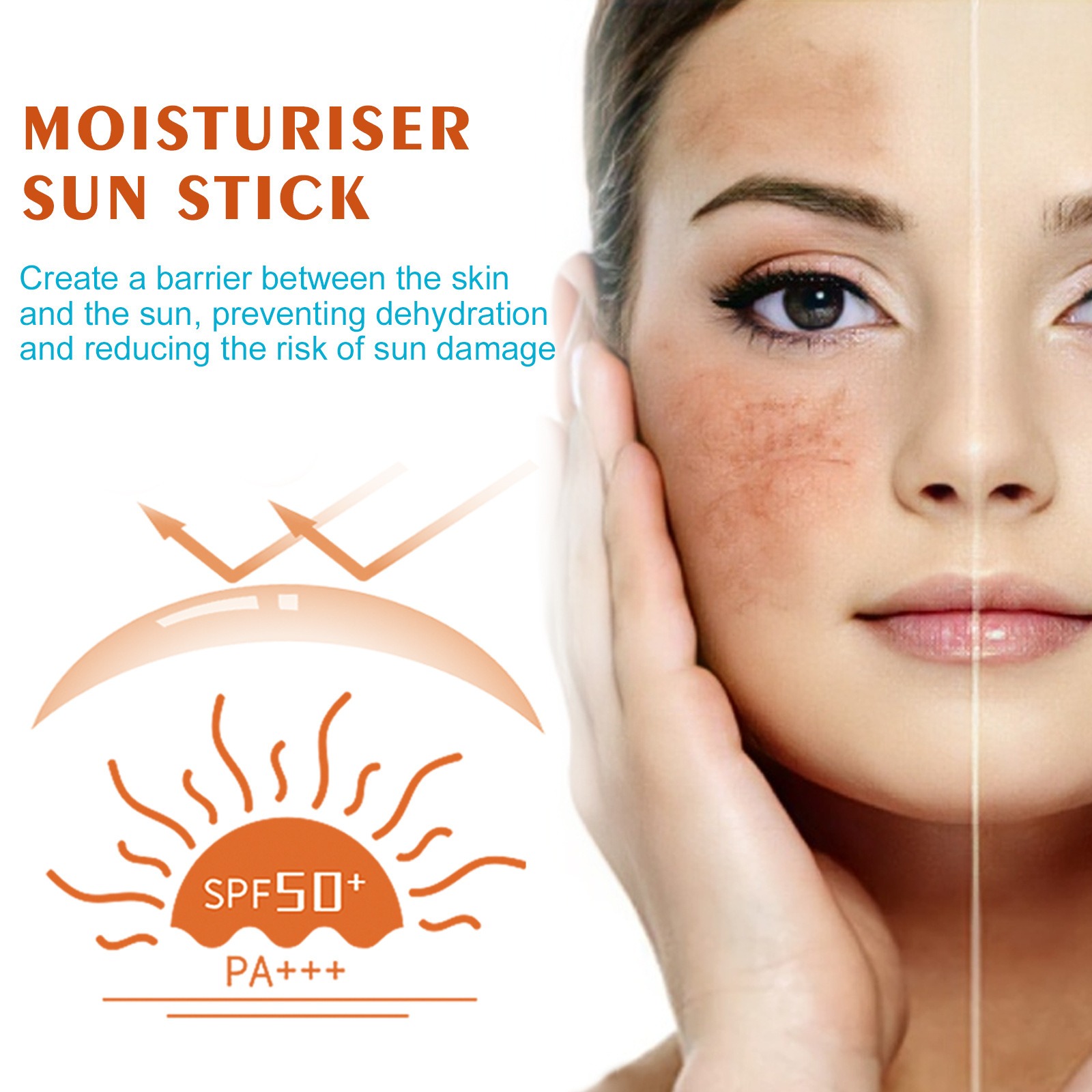 SPF50+ Facial Sunscreen for All Skin Types Waterproof Lightweight Effective  Resistant Long-lasting Moisturizing Sunscreen Stick