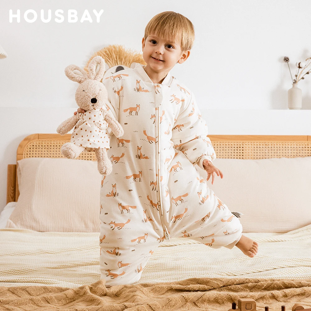 Saco de dormir para niños de 1 a 4 años, protección para el cuello, cálido, a prueba de viento, diseño de 3 cremalleras, mangas extraíbles, saco de dormir para bebé de 2.5Tog