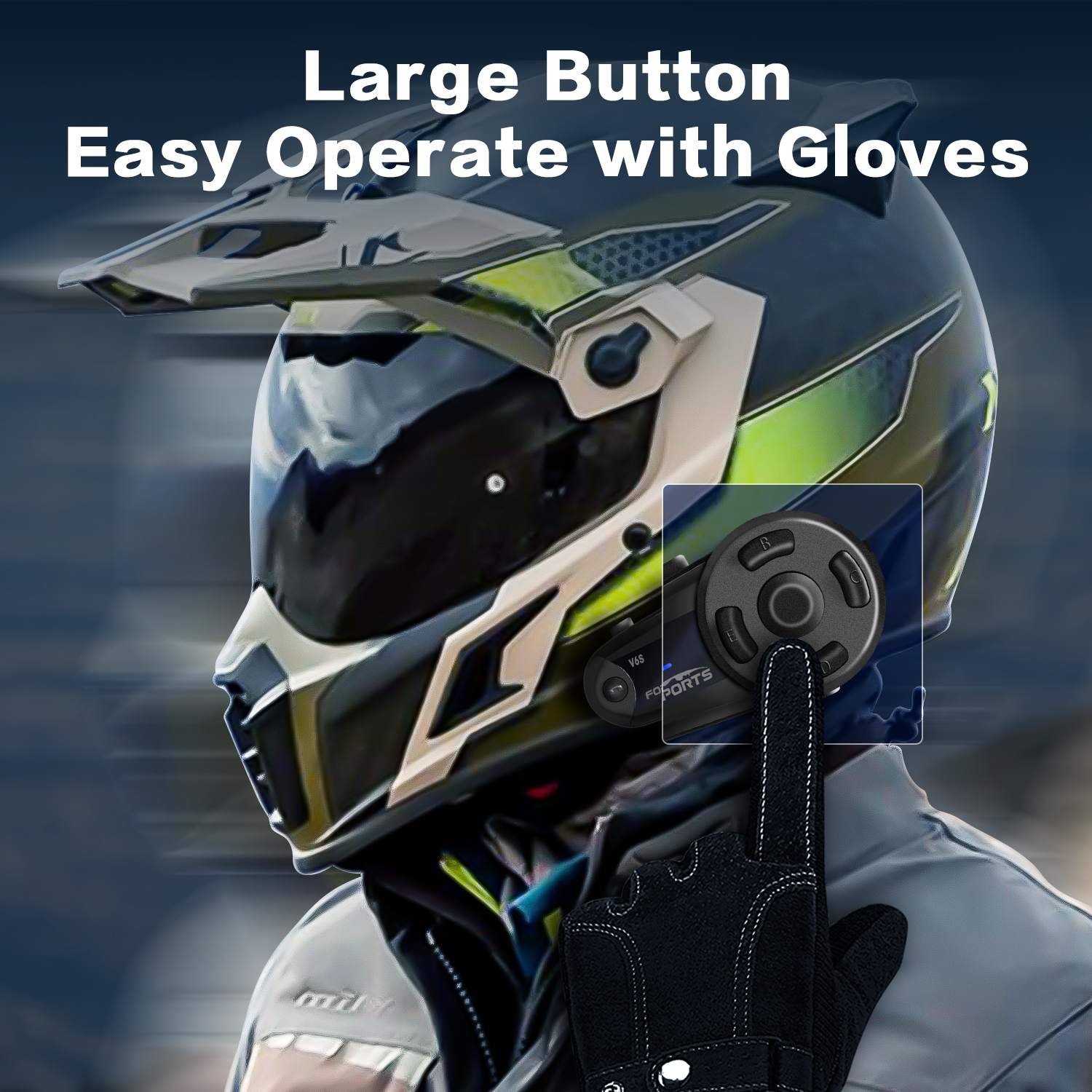 Fodsports V6S Intercomunicador Moto Casco Auricular Bluetooth 6 Riders 1000m Impermeable Interphone Inalámbrico,BT5.0,Radio FM,Tipo-C.