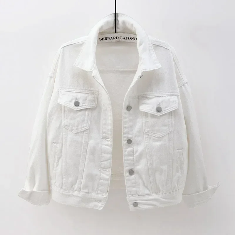 Damen Jeansjacke Frühling Herbst Kurzmantel Rosa Jean Jacken Casual Tops Lila Gelb Weiß Lose Tops Dame Oberbekleidung