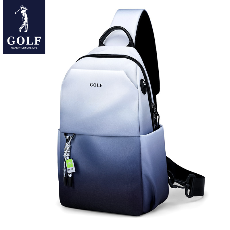 Bolsa transversal de pano Oxford masculina, bolsa de peito de golfe, mochila pequena, telefone casual, gradiente, moda