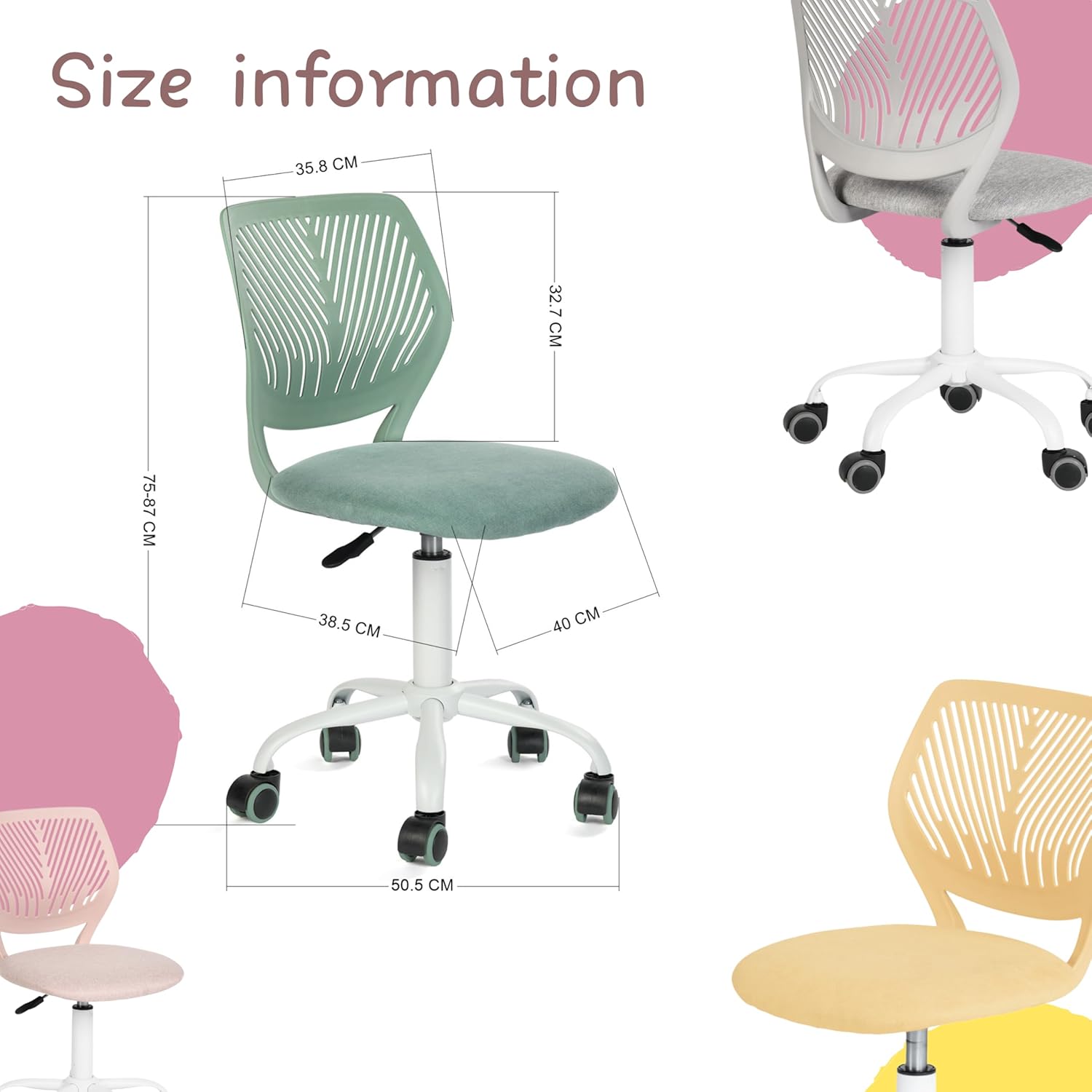 Gaming para niños, Oficina, Gamer, de Escritorio, diseño Moderno ergonómico, sin Brazos, Ajuste