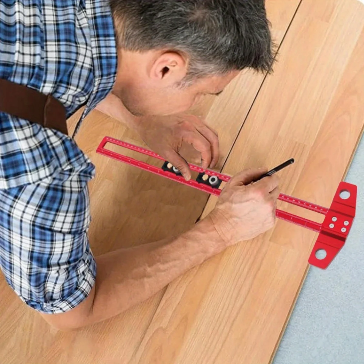 2 in 1 Drilling Positioning Scoring Ruler, Aluminum Alloy Versatile Dowelling Jig W- 6/8/10mm Drill Sleeves and Activity Block