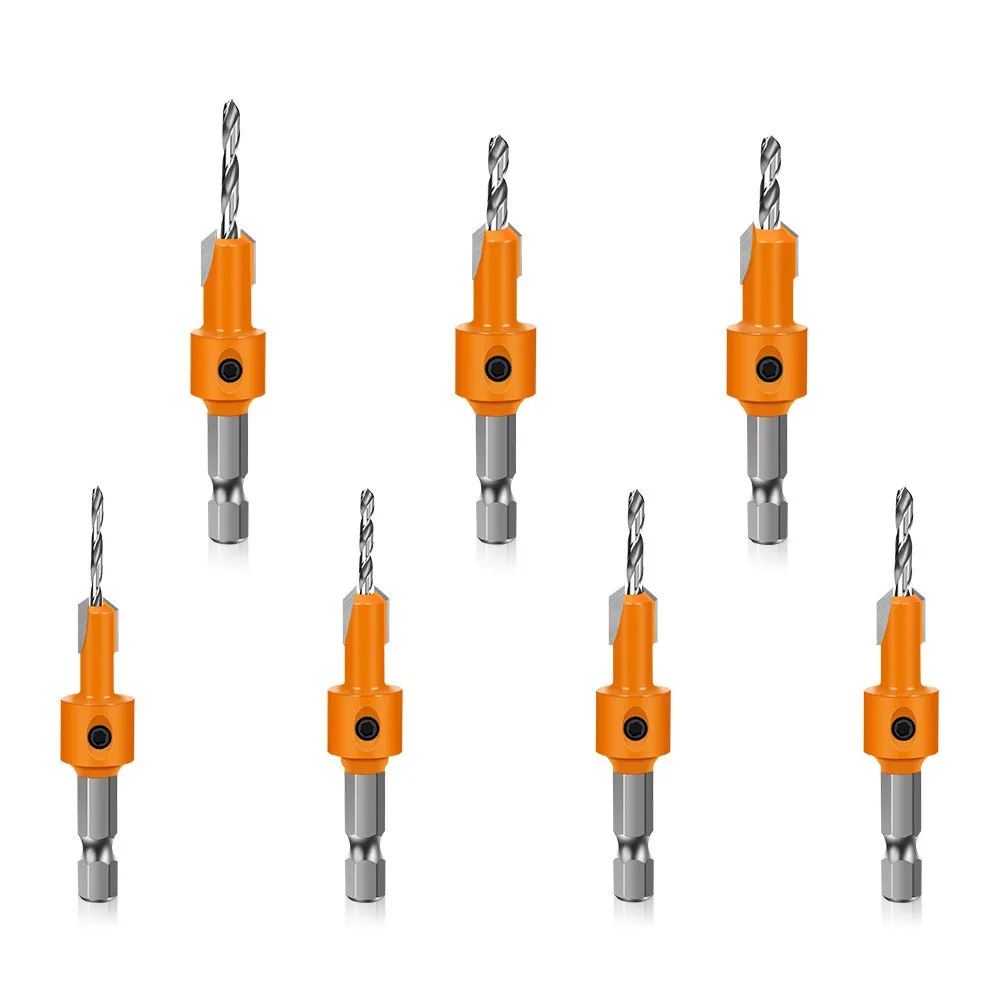 Taladro de cabeza avellanada para carpintería con vástago Hexagonal, taladro de cabeza avellanada de perforación de doble filo con orificio de tornillo oculto