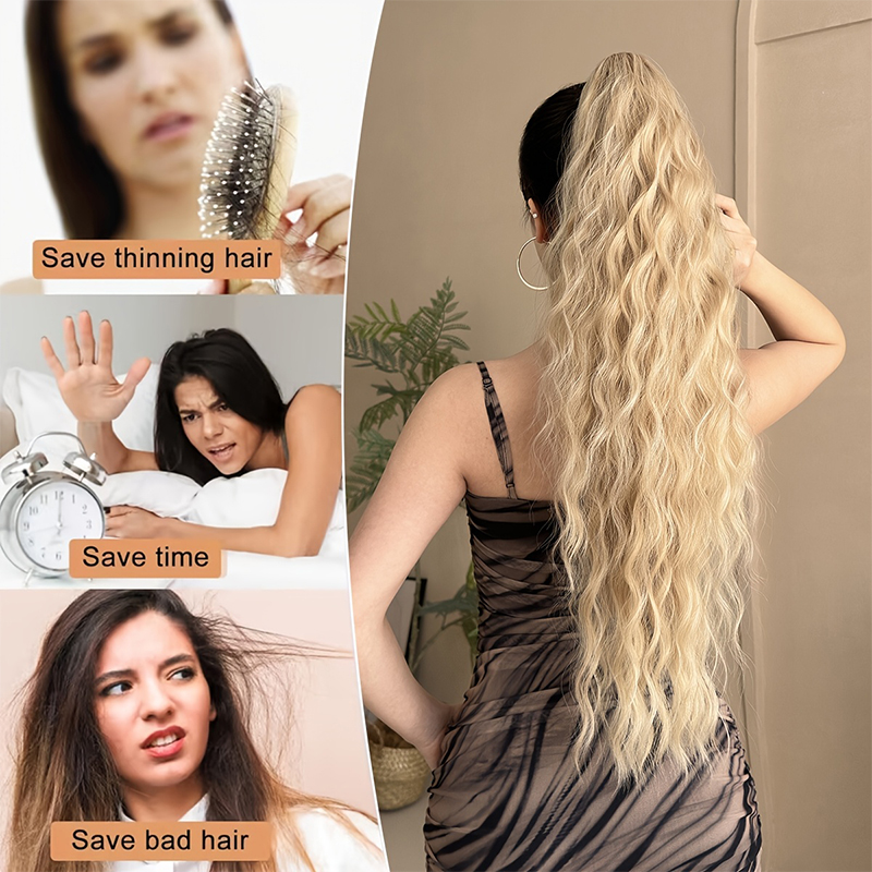 Ein großer, gewellter Pferdeschwanz-Perückenzopf