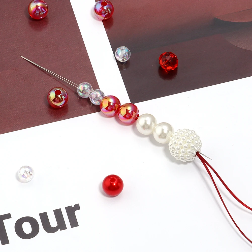 5pcs ประดับด้วยลูกปัดเข็มเปิด Big Eye Beading Pins สําหรับ DIY สร้อยคอเครื่องประดับทําเครื่องมืออุปกรณ์เสริม Self Threading เข็ม Pins