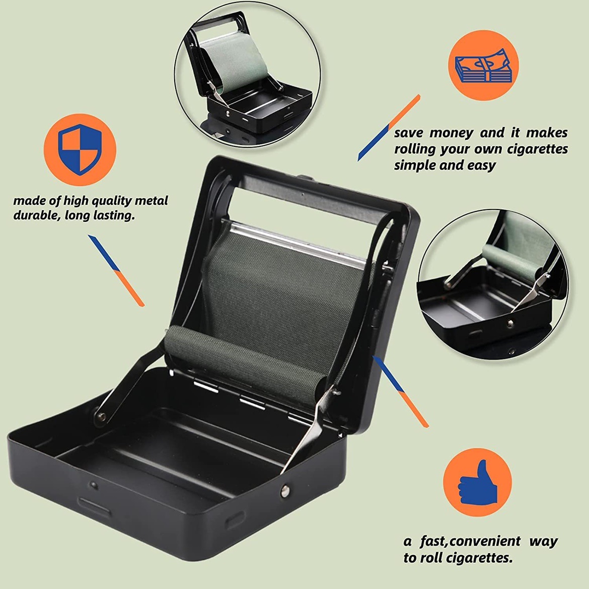 70/78/110mm Paper Rolling Machine Tobacco Box Kit Semi Automatic Cigarette Maker for Storing Lighter Smoking Pipe Accessories