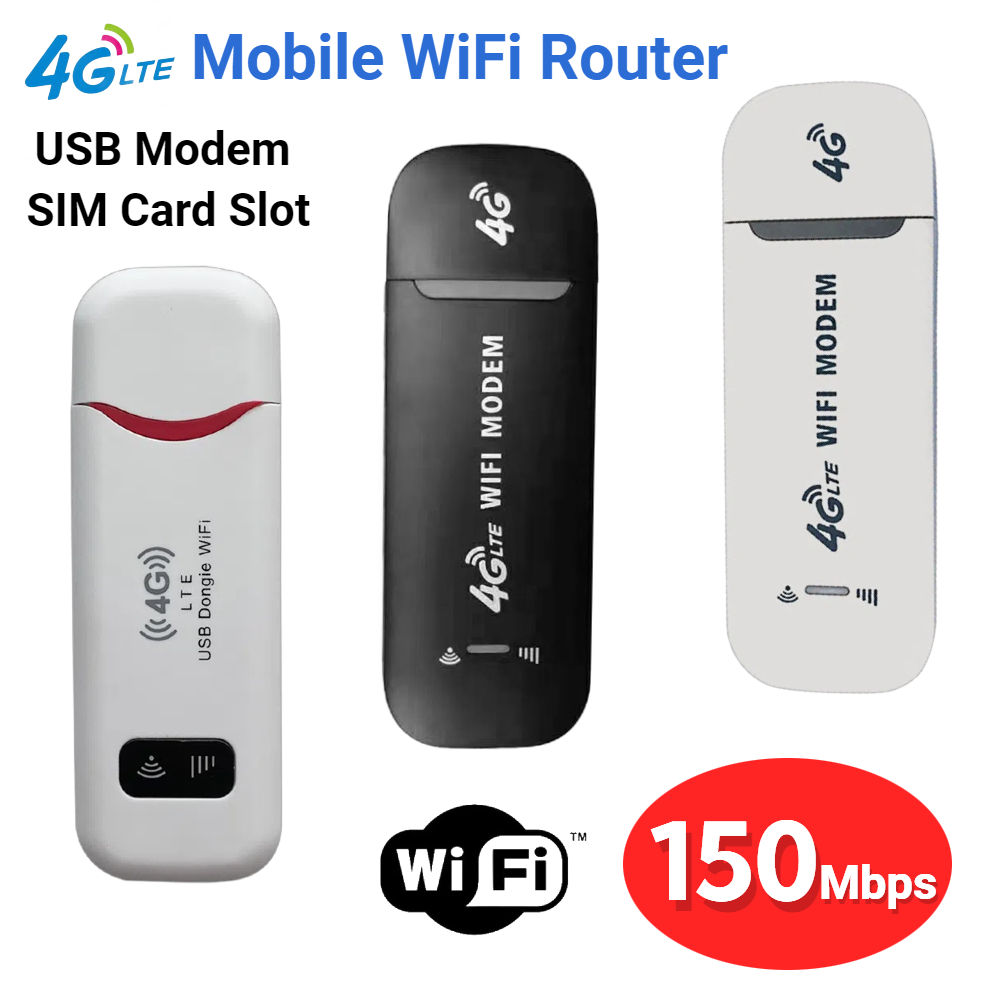 Dongle módem USB 4G LTE, enrutador inalámbrico móvil WiFi, tarjeta SIM, tarjeta de red, enrutador de punto de acceso WiFi de bolsillo para el hogar y la Oficina, 150Mbps
