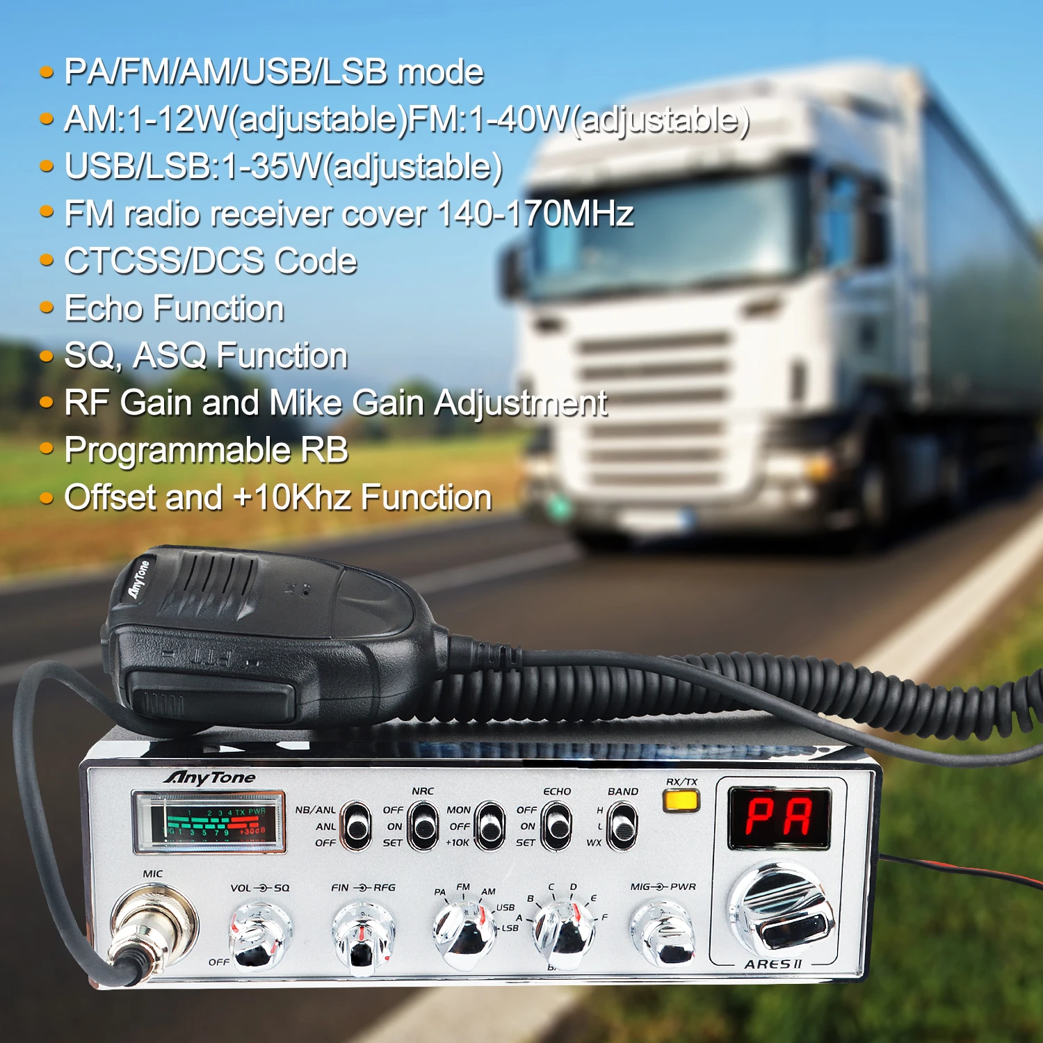 เครื่องส่งรับวิทยุ Anytone ARES II AM/FM/SSB 40W VOX10 เมตรวิทยุ