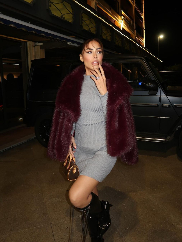 女性用単色フェイクファーぬいぐるみコート、ショートボンバージャケット、長袖アウター、暖かい冬のコート、カジュアルコート、バーガンディ、2022