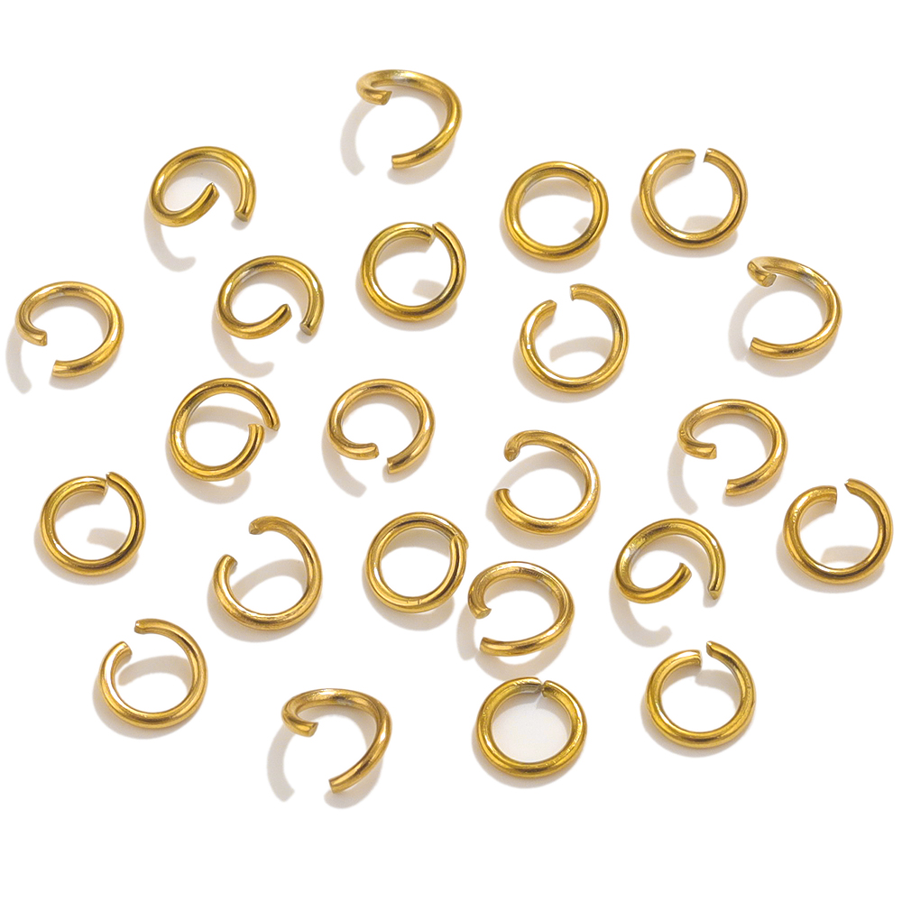 Aço inoxidável Abrir Jump Anéis, PVD Banhado A Ouro Conectores, DIY Fazer Jóias, Split Ring, Achados Acessórios, 100Pcs